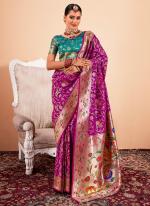 Paithani Silk Magenta Festival Wear Weaving Saree